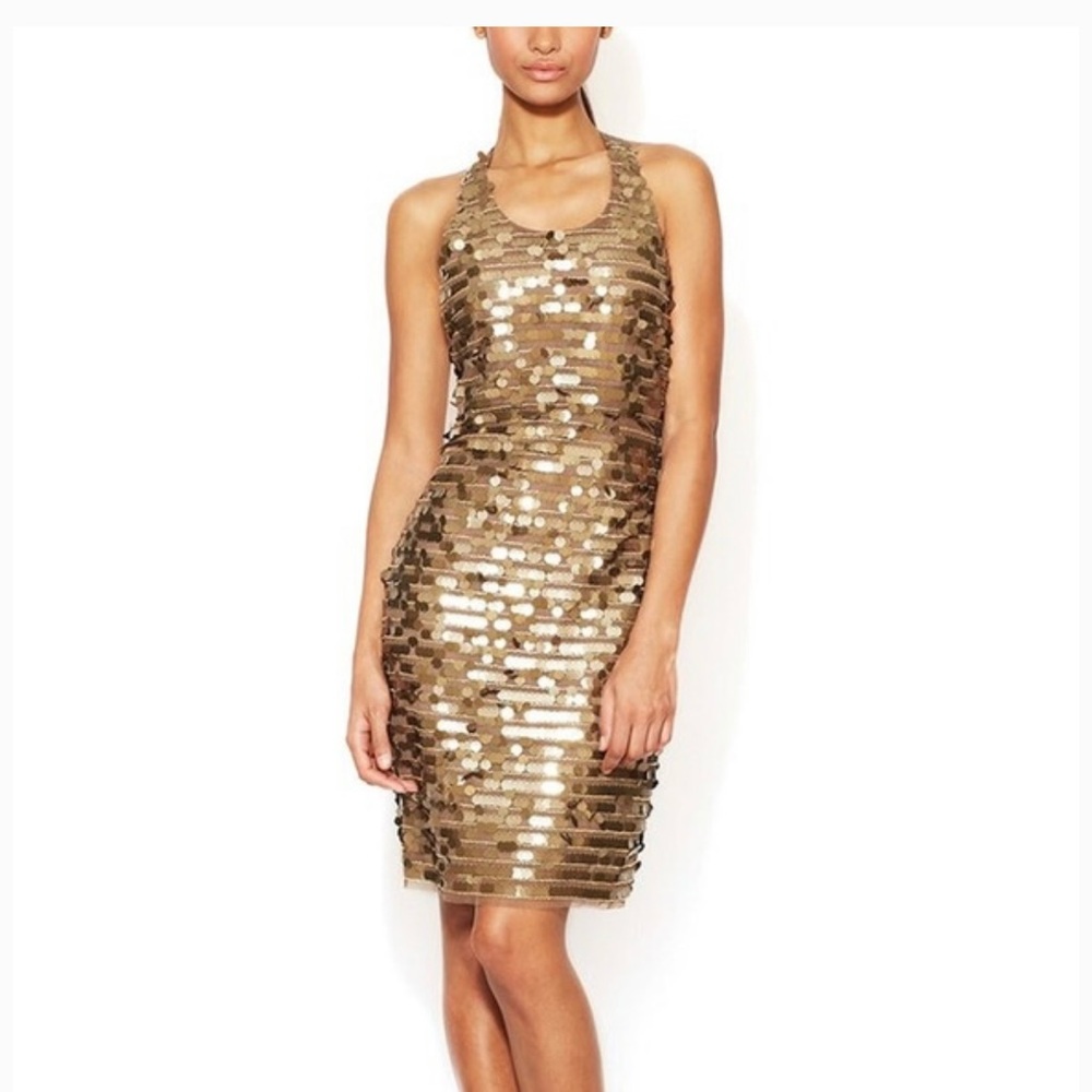 BCBG Max Azria bronze sequin shift dress.
Size XXS.